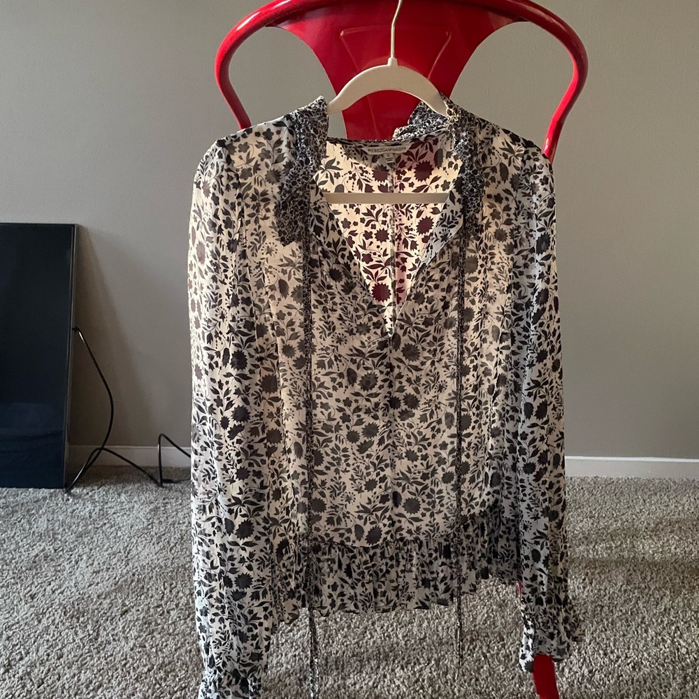 Rebecca Minkoff Black and White Floral Blouse